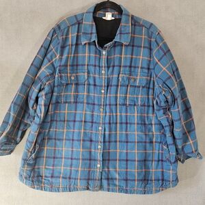 Duluth Trading Co Womens Plus 3X Blue Plaid Shacket Snap Button Fleece Lined